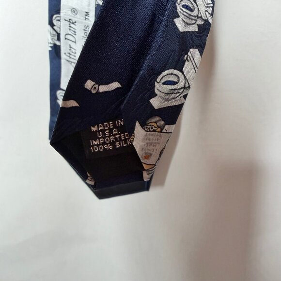 After Dark Men’s Neck Tie 3 3/4” Blue Silk “Flying Toilets” Novelty Necktie - Picture 8 of 8
